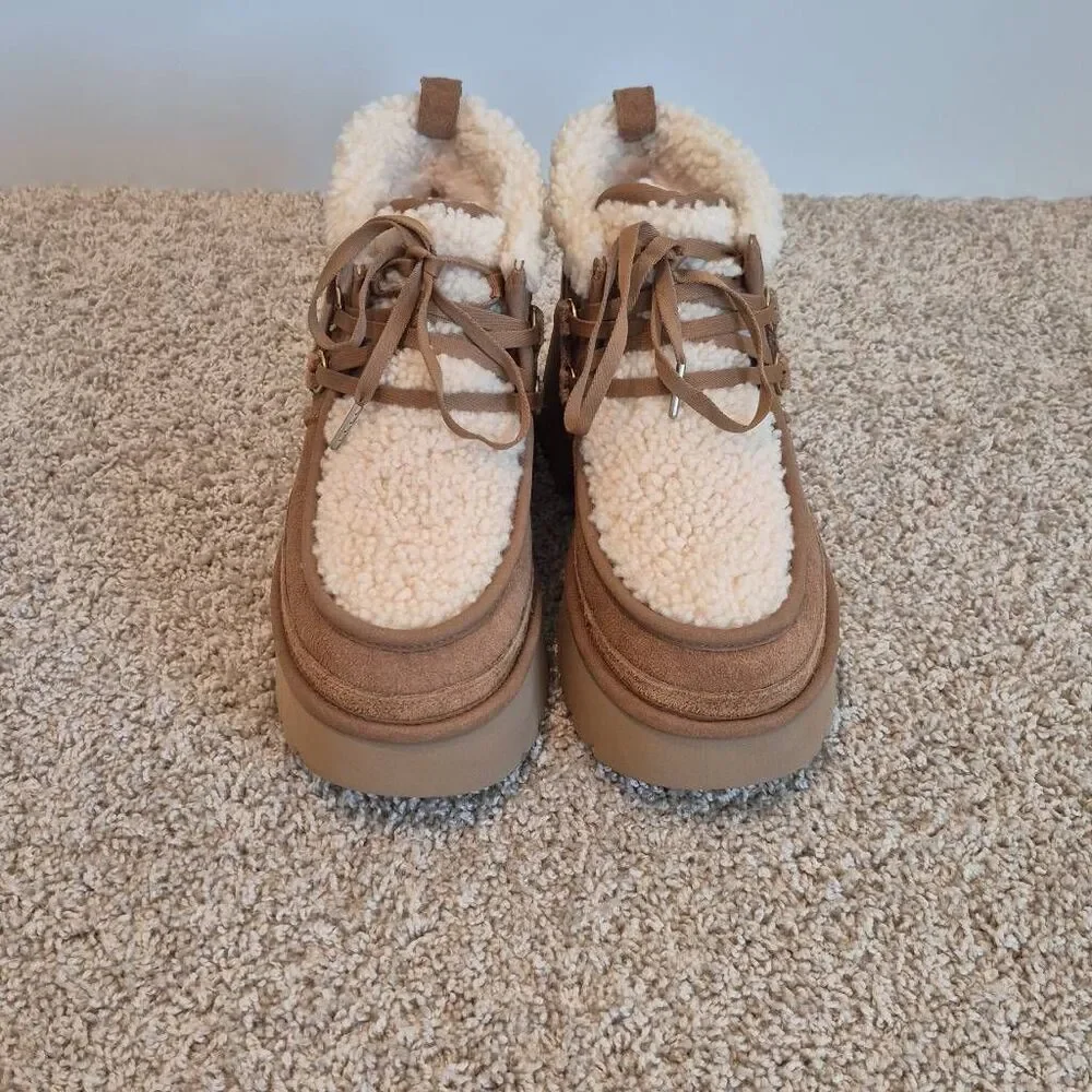 UGG CLASSIC PLATFORM CHESTNUT SUEDE ANKLE BOOTS SHOE SIZE 9